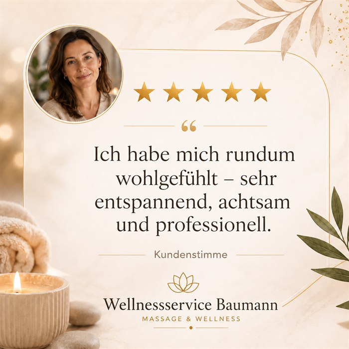 Zufriedene Kundin bewertet die Massage in Aalen mit 5 Sternen